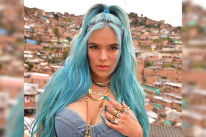 Karol G en una de las locaciones de Medellín.