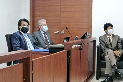 Diligencia. Germán Rodas durante el juzgamiento cumplido este lunes.