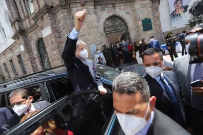 El presidente electo junto a su vicepresidente Alfredo Borrero estuvieron en Quito el 19 de mayo de 2021 recibiendo sus acreditaciones.