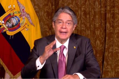 El Presidente Guillermo Lasso durante su intervención en el Conferencia Internacional de Donantes en Solidaridad con Migrantes y Refugiados de Venezuela.