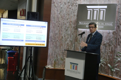 El Procurador General del Estado, Íñigo Salvador, en la presentación del caso Perenco, en semanas pasadas.