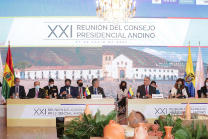 Traslado. El presidente Guillermo Lasso viajó a Bogotá con el canciller Montalvo el mismo día en el que emitió su comunicado.