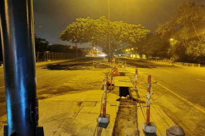 Aspecto. Se removió el concreto y se cavó una especie de agujero.
