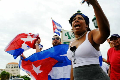 Protestas de exiliados cubanos en Madrid.