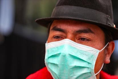 En la imagen un registro de Leonidas Iza Salazar, presidente del movimiento indígena ecuatoriano la Conaie.