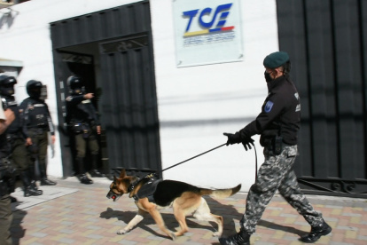 Miembros del Grupo de Intervención y Rescate (GIR) intervinieron en las instalaciones del Tribunal Contencioso Electoral.