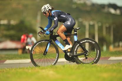 La ciclista riobambeña fue tercera en la prueba contrarreloj.