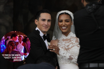 Los novios en el momento al salir de la fiesta.