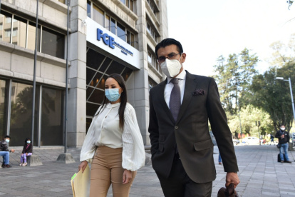 Defensores. Dolores Vintimilla acudió ayer a la Fiscalía General.