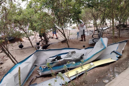 Esta es parte de la estructura que sufrió daños en el sitio.