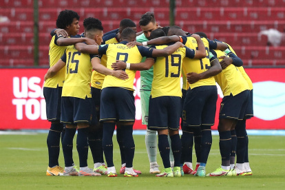 Jugadores de la selección de fútbol de Ecuador. Fotografía de archivo.