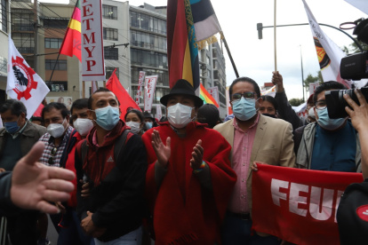 Postura. En la marcha del miércoles pasado los dirigentes sindicales e indígenas se mostraron más radicales.