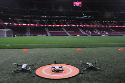 Drones en el Wanda Metropolitano.