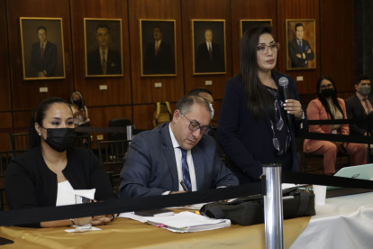 Defensa. Jiménez calló y dejó hablar a su abogada. Luego salió de la sala para asistir a una sesión del CAL.