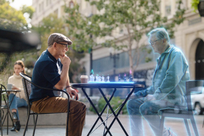 Una foto del folleto facilitada por Meta que muestra un fotograma del discurso de apertura sobre la nueva marca de la compañía anunciada por el CEO de Facebook.