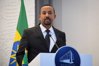 El primer ministro etíope, Abiy Ahmed, durante una conferencia de prensa.