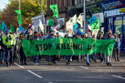 Manifestación de activistas de Extinction Rebellion (ER) este jueves en Glasgow con motivo de la COP26.
