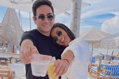 Michela con su novio.