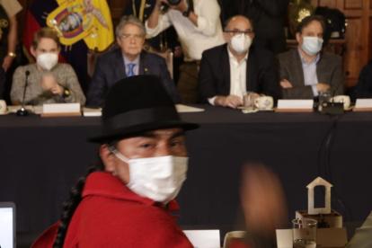 La reunión entre el Gobierno y la Conaie se dio en la Presidencia desde las 11:00 de este 10 de noviembre.