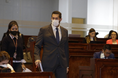 Fiscalización. Daniel Pino, abogado de Ecuagran, compareció este miércoles 17 de noviembre.