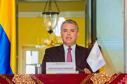 Iván Duque en una fotografia durante su participación en el