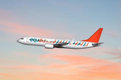 Fotografía cedida por EquAir de la nueva línea aérea ecuatoriana que empezará a volar a partir de diciembre con el objetivo de restablecer un balance entre la oferta y la demanda en el puente aéreo Quito-Guayaquil, que llegó a ser el tercero en importancia en Latinoamérica.