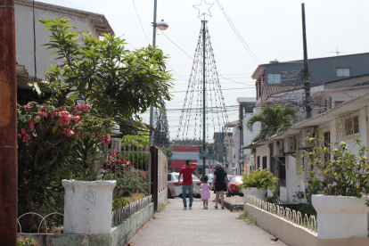 En algunas peatonales de la ciudadela Sauces 1 permanecen los árboles de Navidad que, años atrás, colocaron vecinos, pero alrededor muy pocos siguen la tradición.