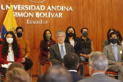 El presidente de la República Guillermo Lasso estuvo presente en la presentación de políticas anticorrupción que se realizó en la Universidad Andina