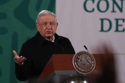El mandatario mexicano, Andrés Manuel López Obrador, durante su conferencia matutina en Palacio Nacional en la Ciudad de México.
