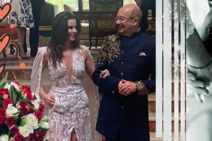 Los esposos, tras el enlace.