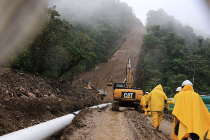 Obras. Las tuberías del SOTE son movidas 130 metros arriba de su ubicación actual.
