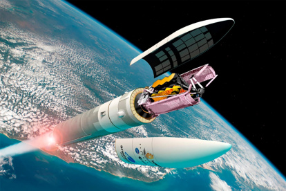 Impresión artística del telescopio espacial James Webb.