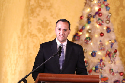 Juan Carlos Holguín en su discurso como nuevo canciller ecuatoriano.