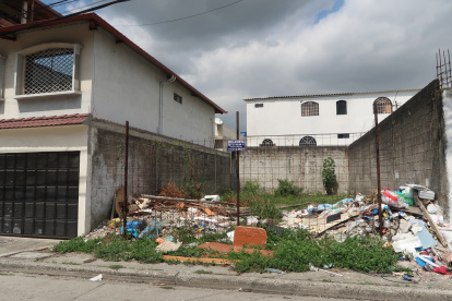 Basura. Hay solares vacíos cuyos cerramientos han sido vulnerados y esto ha sido aprovechado para que se conviertan en botadero de desechos.