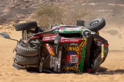 Así quedó el prototipo del ecuatoriano en medio del desierto donde se disputaba la etapa 10