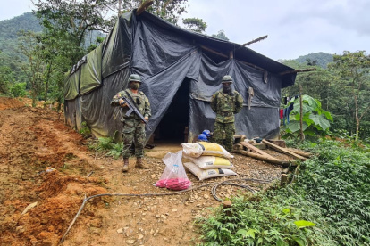 Vigilancia. Uniformados vigilan el material encontrado en el sector.