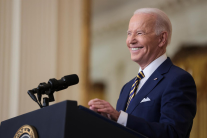 El presidente de Estados Unidos, Joe Biden, habla en conferencia de prensa en la Casa Blanca en Washington (EE.UU.), este 19 de enero de 2022.