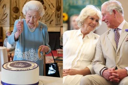 La reina Isabel II (izq) celebrando su aniversario 70 en el trono.