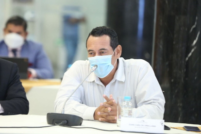 Juan Carlos Orellana durante su comparecencia, el pasado jueves en la Asamblea Nacional sobre las afectaciones por el derrame de crudo.