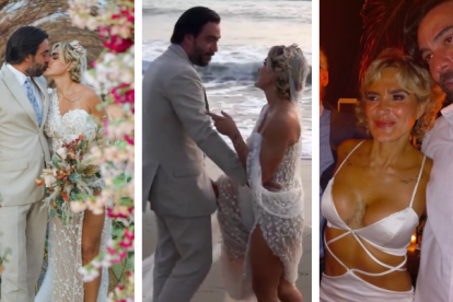 Cynthia Viteri tuvo dos cambios de look en su boda, también Juan Carlos.