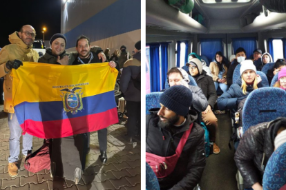 Ecuatorianos en Ucrania, foto compartida por la Cancillería.