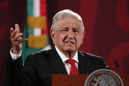 El presidente de México, Andrés Manuel López Obrador, habla durante una rueda de prensa en Palacio Nacional de la Ciudad de México