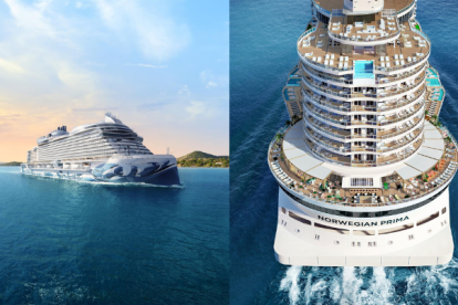 Fotografía cedida por la naviera Norwegian Cruise Line (NCL) donde aparece su nuevo crucero Norwegian Prima, de 142.500 toneladas y capacidad para 3.250 pasajeros, que es el primer barco de una serie de seis de una nueva clase que NLC tiene ya encargados al astillero italiano Fincantieri.