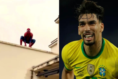 Con el traje calzado, el jugador brasileño dio saltos sobre los techos