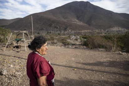 Zoila Quiroz observa el paisaje en la comuna de Petorca, el 17 de marzo de 2022, situada en la región de Valparaíso (Chile). EFE/Alberto Valdés