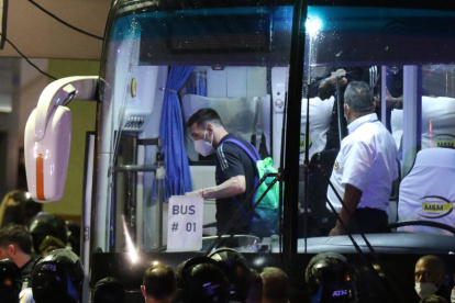 Lionel Messi, ofensivo de la selección argentina, durante su llegada a Guayaquil.