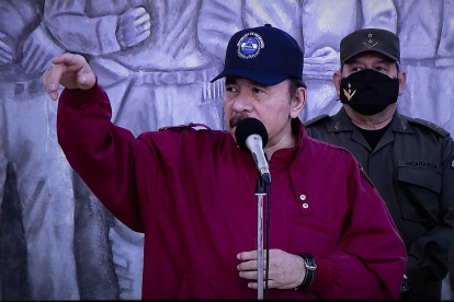 El presidente de Nicaragua Daniel Ortega durante el acto en homenaje al 88 aniversario del tránsito a la inmortalidad del General Augusto C. Sandino, en una fotografía de archivo.