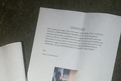 El ‘comunicado’ estaba firmado por “todos los de Bastión”, presuntamente dirigido a “los gatos”.