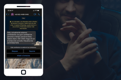 Los estafadores usan números internacionales, el de la foto es de Indonesia.