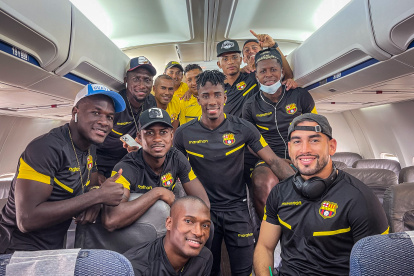 El equipo de Barcelona en su viaje hasta Argentina.